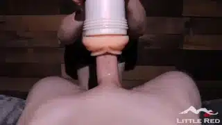 Babe Strokes Cock With  Fleshlight Ruined Orgasm