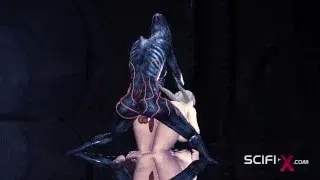 Hot alien sex in a dark cave with a horny young blonde