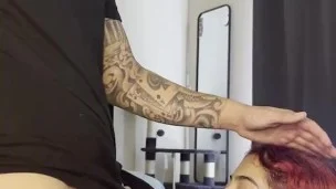 Latina from college class face fuck