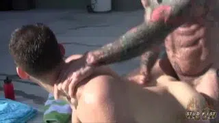Nate Grimes first Porn Ever! fucked and fisted in at the pool in LA