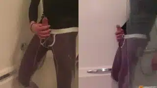Pissing myself under because it makes me horny – solo golden shower