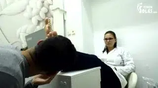 First day obedience training at a new job (footdom, boss feet, big feet, doctor feet, foot worship)