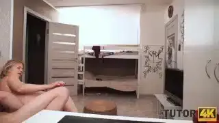 TUTOR4K. Hot mature blonde teacher caught by sly student and fucked on camera