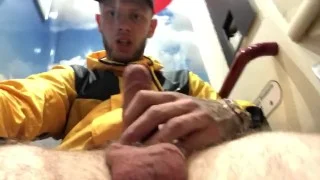 BRITISH SCALLY LAD WANKING ON PUBLIC TRAIN