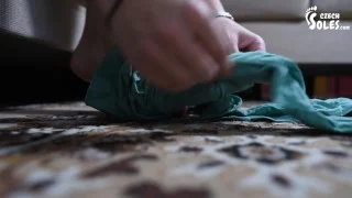 Colorful worn pantyhose and Ivet’s sexy soles teasing (stockings, nylon, foot teasing, sexy soles)