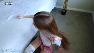 fucked a cutie in a school uniform and cum all over her skirt twice – Fox Alina