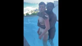Risky Outdoor Pool Hardcore Raw Fuck. Hung BBC Fucks Twink In Public