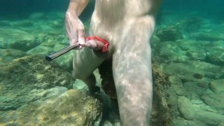 Wow, my screams! Cumming with my selfie stick while snorkeling made me moan like never before