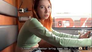 PINHOLE XXX. Anal sex in trans railway. Hot sex with Mia Murkovski