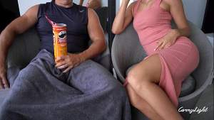 StepSon tricked his Stepmom and she helped him jerk off and cum CarryLight