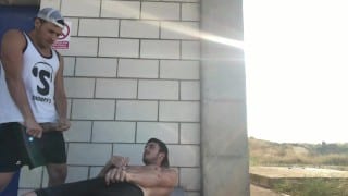 Cum with my friend in the street