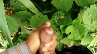 Indian masturbation with big cock in outdoor