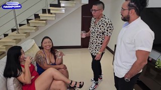 Fuck my wife while I fuck your wife’s big ass! Hot colombian foursome with very hot colombian girls