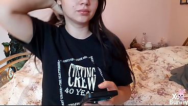 Watching porn videos in bed and masturbating