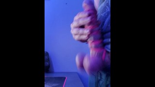 22nd ruined orgasm, long painful orgasm with 12 rubber bands restricting cock and balls tight