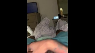 Beatin my meat while my cousin in the next room