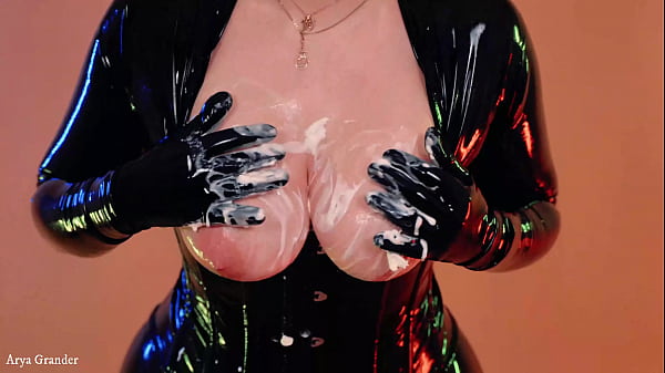 big ass curvy body MILF fetish model in latex rubber dress teasing vid