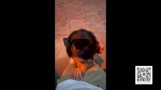 Date night went too well – blowjob on street! Tonny and Mia