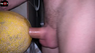 Horny Guy Fucking a Juicy Melon while Moaning until Creampie – 4K