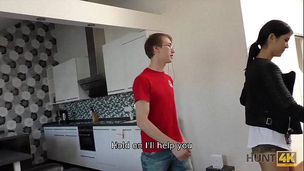 HUNT4K. Skinny guy with glasses watched his girl cheating on him