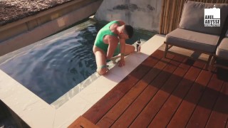 Kinky Axel Abysse Tears His Hole In Pool Solo Anal Torment