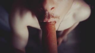 Tongue Split Blow Job on Dildo