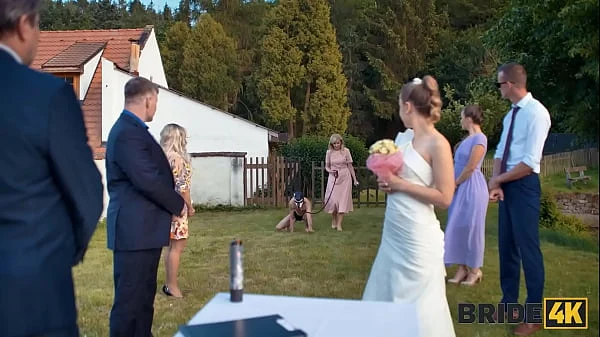 BRIDE4K. Hot Bride with nice tits is having a kinky sex with a groom. Hot sex with Andrea & Falco White